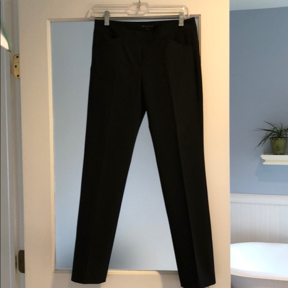 Theory black straight leg pants. Very flattering!